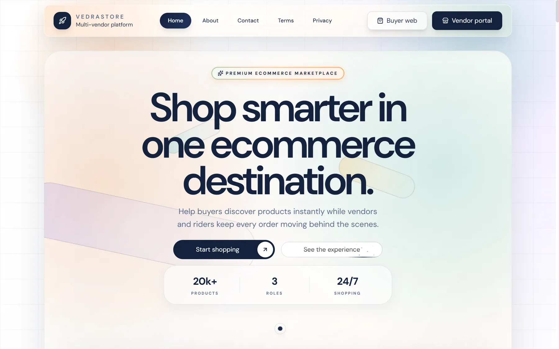 Vedrastores marketing website for its multi-vendor e-commerce marketplace in Kenya